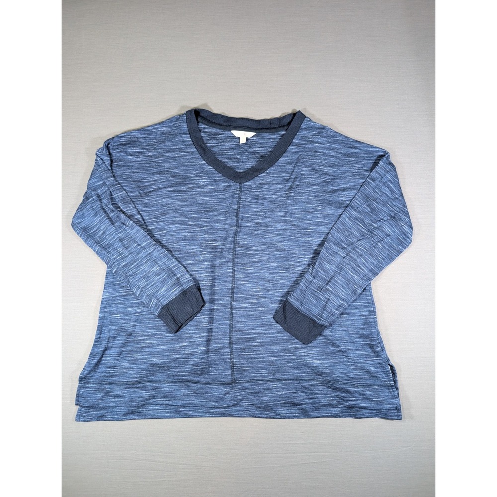 Secret Treasures Blue Space Dye V-Neck Long Sleeve Sleep Top XL 16-18 Loungewear